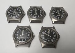 5x CWC G10 0555/6645 Royal Marines issue quartz wristwatches - 1995 - details in the description
