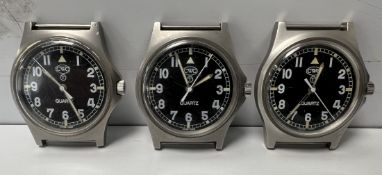 3x CWC W10-6645-99 British Army issue quartz wristwatches - 2004 - details in the description