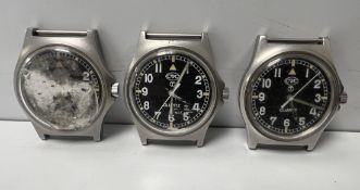 3x CWC W10-6645-99 British Army issue quartz wristwatches - 2004 - details in the description