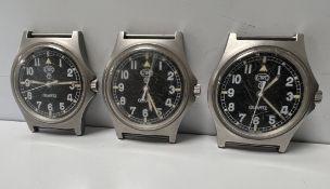 3x CWC G10 0555/6645 Royal Marines issue quartz wristwatches - 1995 - details in the description