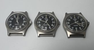 3x CWC W10-6645-99 British Army issue quartz wristwatches - 2005 - details in the description