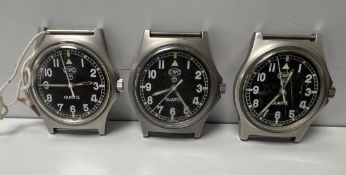 3x CWC W10-6645-99 British Army issue quartz wristwatches - 2004 - details in the description