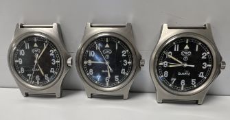 3x CWC G10 0552/6645 Royal Navy issue quartz wristwatches - 1990 - details in the description