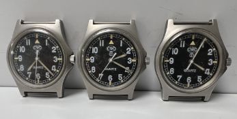 3x CWC G10 0555/6645 Royal Marines issue quartz wristwatches - 1995 - details in the description