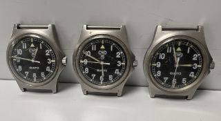 3x CWC G10 0555/6645 Royal Marines issue quartz wristwatches - 1995 - details in the description