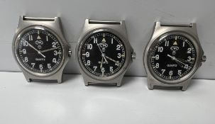 3x CWC W10-6645-99 British Army issue quartz wristwatches - 2004 - details in the description