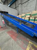 Incline conveyor approx 8m L x 1.2m W x adjustable height