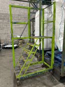 Mobile steps approx 1.25m L x 0.65m W x 1.27m H (to top step)