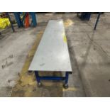 12x metal topped packing benches - various sizes between 1.4m and 3m L - see description for sizes