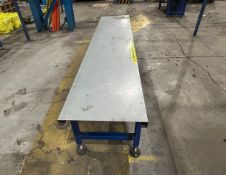 12x metal topped packing benches - various sizes between 1.4m and 3m L - see description for sizes