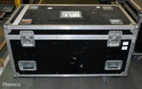 Empty black/silver wheeled flight case - W 1220 x D 585 x H 610mm