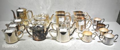 Various EPNS tableware - sugar bowls, coffee pots, teapots & jugs - full details in description