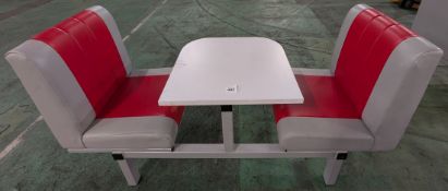 2 seater end access fast food unit - red and grey seats - see description