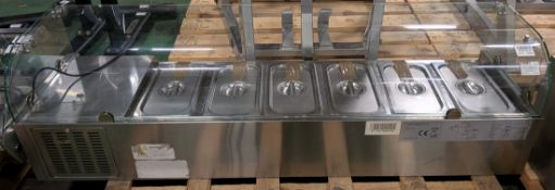 Prodis EC-T15G stainless steel countertop prep unit with curved glass - W 1500 x D 400 x H 430mm
