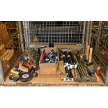 Mixed hand tools - hand drill, hand hammer, pliers, hand wire strippers, hand chisel and more