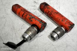 2x Hi-Force SS53 4.5 tonne 700 bar hydraulic cylinder jacks - W 39 x D 105 x H 160mm