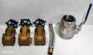 3x Jet range BS_5154B 56 brass gate valves with wheel head & more - see desc.