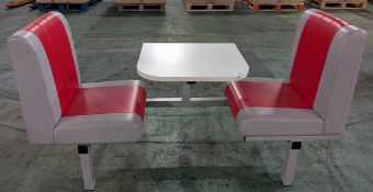 2x 2 seater end access fast food units - red and grey seats - see description