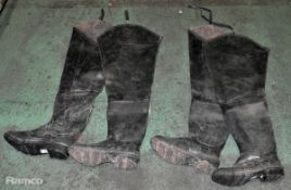 2x Pairs of wader wellies - CRACKED RUBBER ON BOTH