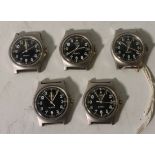 5x CWC W10-6645-99 British Army issue quartz wristwatches - years and details in description