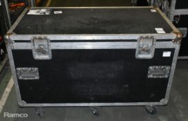 Empty black/silver wheeled flight case - W 1160 x D 590 x H 750mm