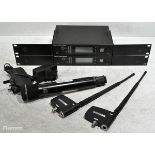 2x Electro-Voice RE3-RX-8m Half rack diversity receivers - 823-865MHz and 1x EV RE3-HHT wireless mic