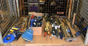 Mixed hand tools - hand drill, hand hammer, pliers, hand wire strippers, hand chisel and more