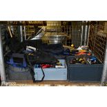 4x trays and tool bags containing various tools including screwdrivers, spanners, hammers and more