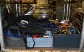 4x trays and tool bags containing various tools including screwdrivers, spanners, hammers and more