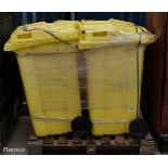 4x Empteezy oil selective spill kits in yellow wheelie bin - W 580 x D 720 x H 1030mm