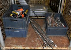 Workshop tools - drill bits (mixed lengths and diameters), soldering irons and soldering iron stands