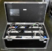 3x 4 Way pin spots bank - white with 16A plug within black flight case - W 900 x D 500 x H 420mm
