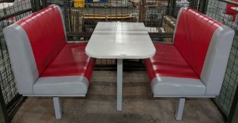 4 seater end access fast food unit - red and grey seats - see description