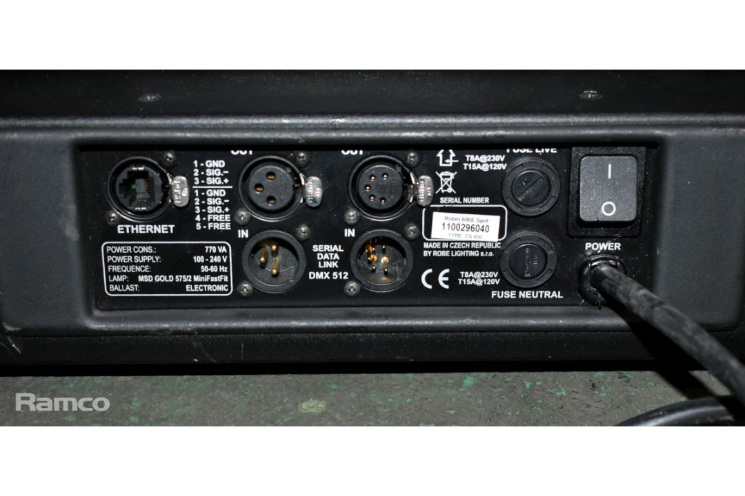 2x Robe Robin 600 spot lights in wheeled flight case - W 820 x D 590 x H 870mm - Image 10 of 13