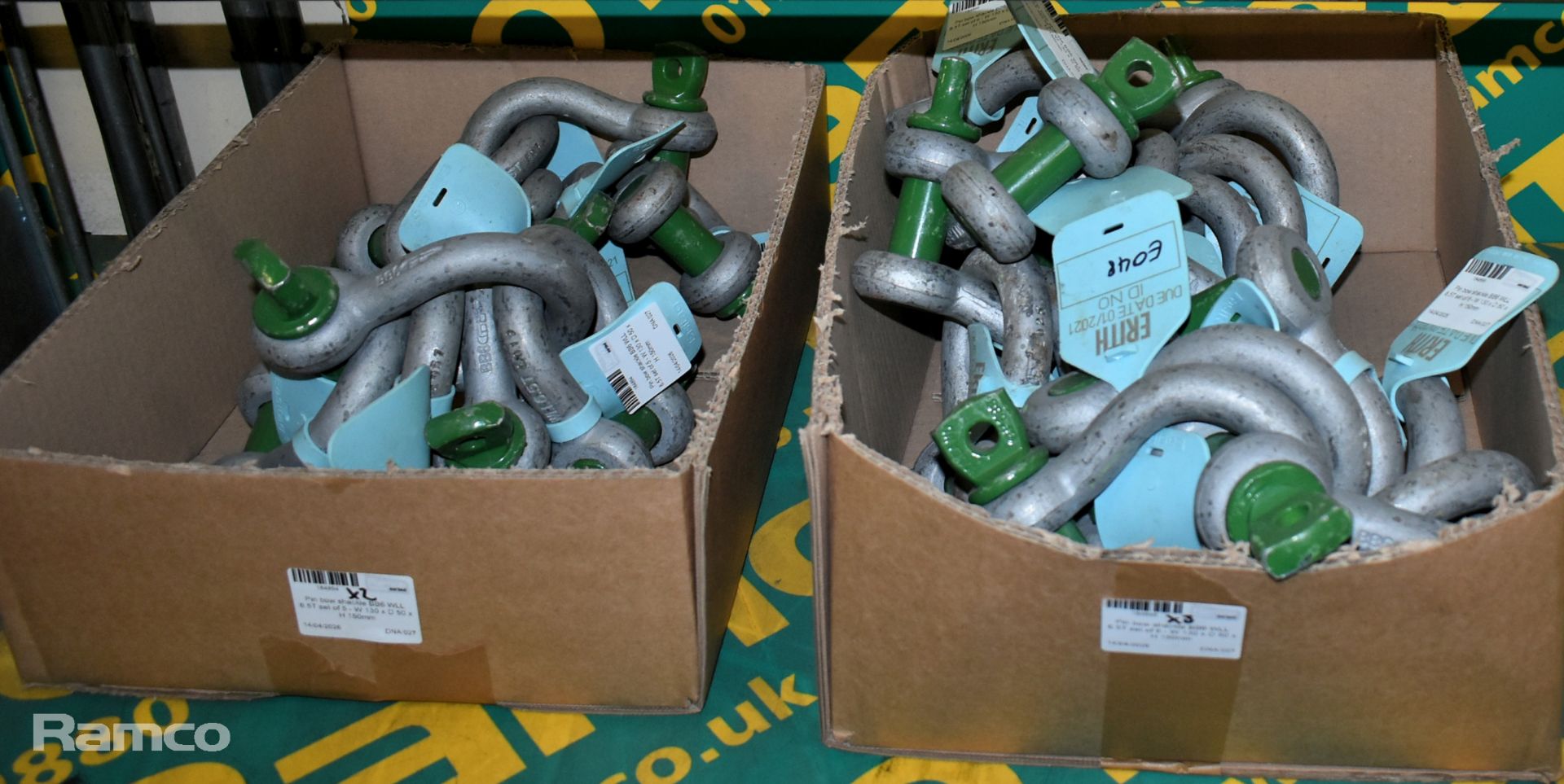 3x Sets of Pin bow shackles - BB6 WLL 6.5T - 6 per set - W 130 x D 50 x H 150mm