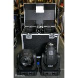 2x Robe Robin 600 spot lights (1x faulty lens) in wheeled flight case - W 820 x D 590 x H 870mm