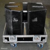 Nexo PS-10U compact high output PA speakers within portable black flight case