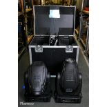 2x Robe Robin 600 spot lights in wheeled flight case - W 820 x D 590 x H 870mm