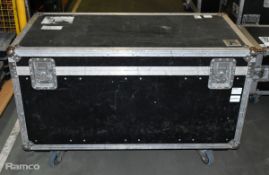 1x Amptown Black flight case on wheels with crenelations - empty - W 1220 x D 600 x H 760mm