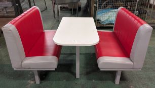 4 seater end access fast food unit - red and grey seats - see description