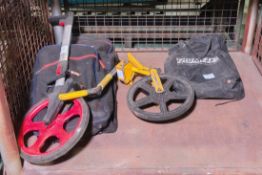 3x Rotosure precision measuring wheels, 2x Trumeter measuring wheels