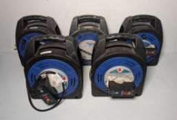 5x 20m case reel extension cables with 4x 13A sockets per reel