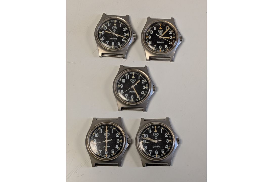 2x CWC British Army & 3x Royal Marines issue quartz wristwatches - details in the description - Image 1 of 2