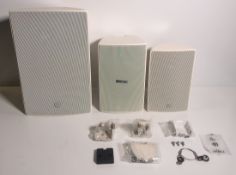 Mixed white Yamaha surface mount speakers, VXS8W, VXS5W, VS6W