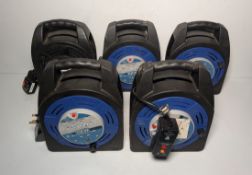5x 20m case reel extension cables with 4x 13A sockets per reel