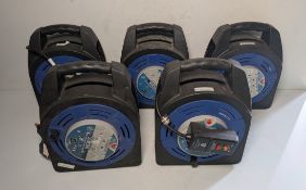 5x 20m case reel extension cables with 4x 13A sockets per reel