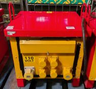 TMC ST-3-10K Type 025 transformer - 4x 16A sockets and 2x 32A sockets - input 400V - output 110V NE