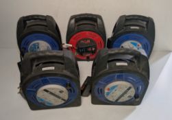5x 20m case reel extension cables with 4x 13A sockets per reel