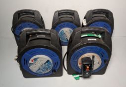 5x 20m case reel extension cables with 4x 13A sockets per reel
