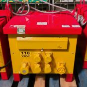 TMC ST-3-10K Type 025 transformer - 4x 16A sockets and 2x 32A sockets - input 400V - output 110V NE